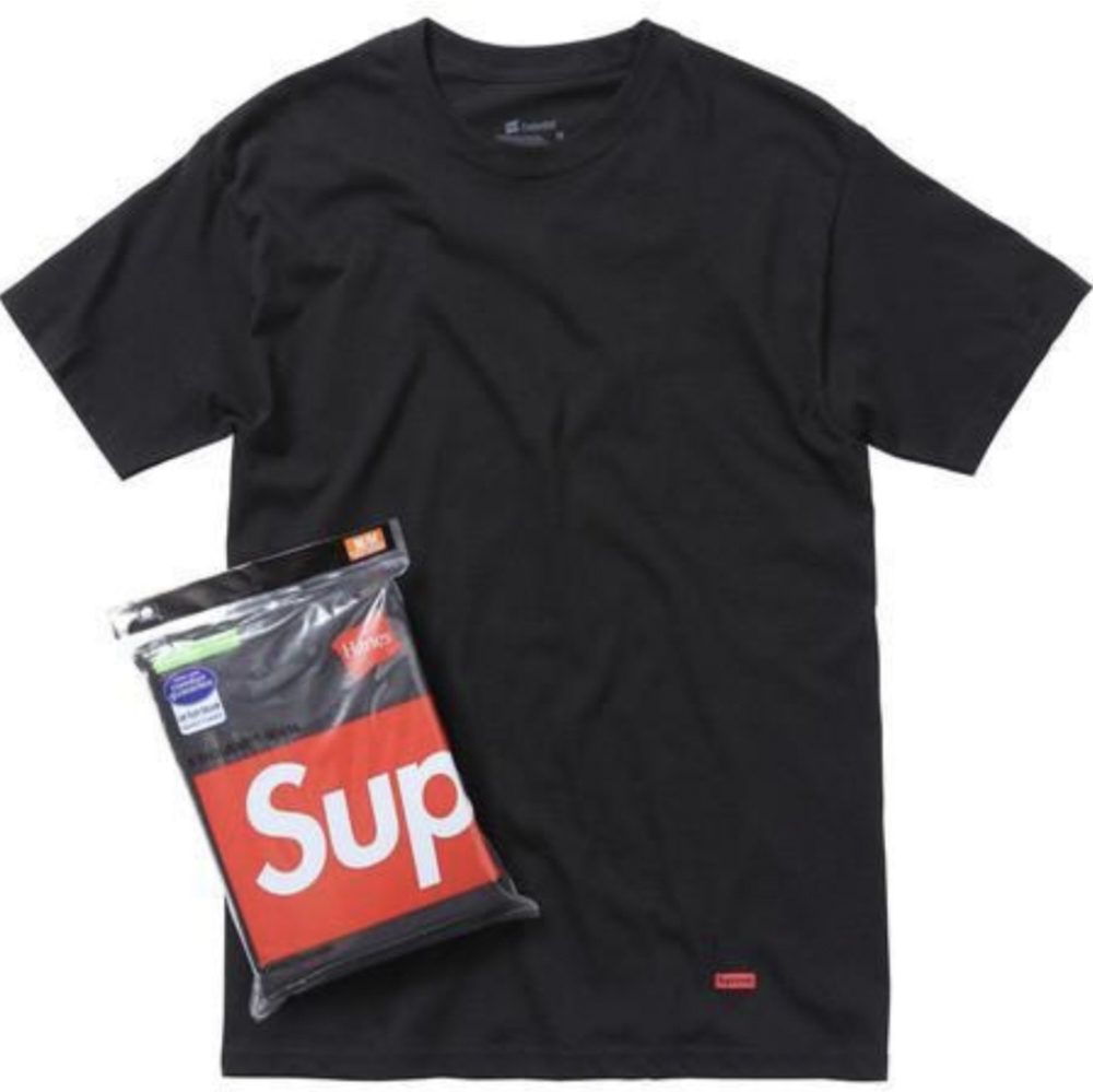 SUPREME Hanes Black Tee - 3 pack (LG)